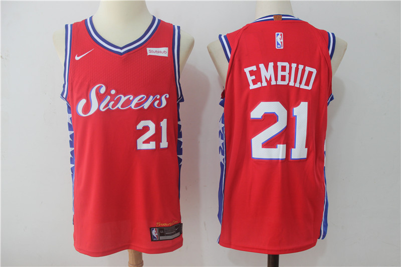 Men Philadelphia 76ers #21 Embiid Red NBA Jerseys->los angeles rams->NFL Jersey